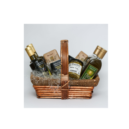 Cesta 2 AOVE «Primera Cosecha» + 2 AOVE Bell + 2 Lata 500ml + 2 Chocolate + Habas