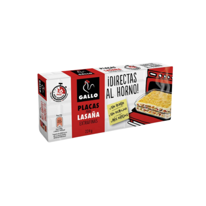 PLACAS PARA LASAÑA EXTRAFINAS "GALLO" 224g